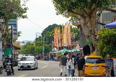 Tainan, Taiwan - April 13, 2019 :  Anping Old Street ( Yanping Street ). A Historic Street In Anping