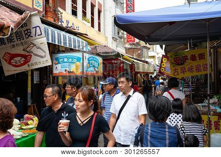 Tainan, Taiwan - April 13, 2019 :  Anping Old Street ( Yanping Street ). A Historic Street In Anping