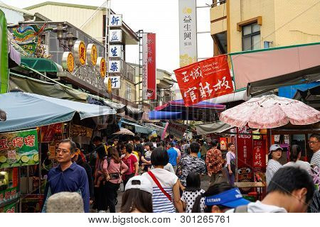 Tainan, Taiwan - April 13, 2019 :  Anping Old Street ( Yanping Street ). A Historic Street In Anping