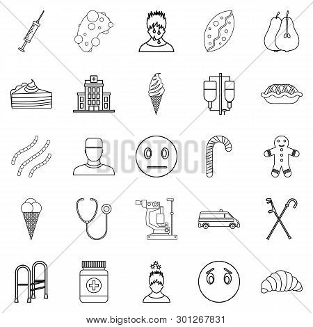 Odontic Doctor Icons Set. Outline Set Of 25 Odontic Doctor Icons For Web Isolated On White Backgroun