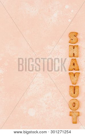 Crackers Arranged As A Word Shavout, Copy Space For Your Text