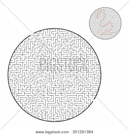 Difficult Big Maze. Game For Kids And Adults. Puzzle For Children. Labyrinth Conundrum. Find The Rig