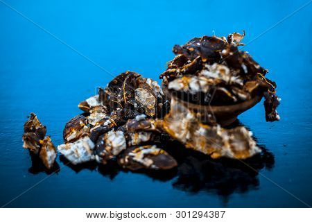 Raw Peeled Tamarind Or Imli In A Clay Bowl On Wooden Surface.