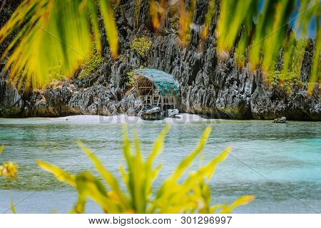Hidden Or Star Beach With Sporadic Accommodation In Pure Paradise Nature In Matinloc Island In El Ni