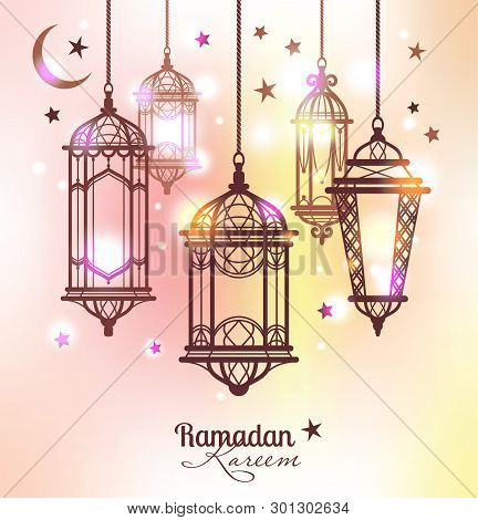 Ramadan Kareem Greting Illustration Of Ramadan Celebration.
