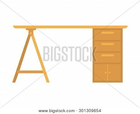 Office Desk With White Background Vector Illustration Design