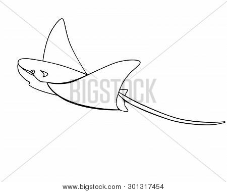 Electric Ramp, Ramp, Manta - Fish, Sea Animal. Outline. Skat. Cramp-fish