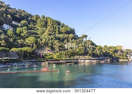 Beautiful Natural View Of The Bay Of Paraggi In Santa Margherita Ligure, Mediterranean Seacoat Near 