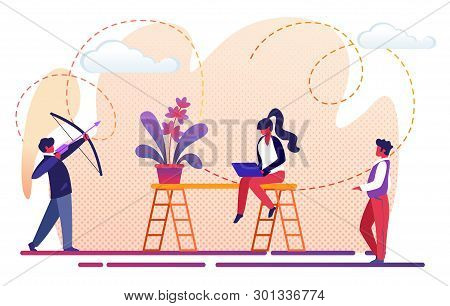 Office People Teamwork Process Metaphor. Creative Team Working Together For Business Success. Woman 