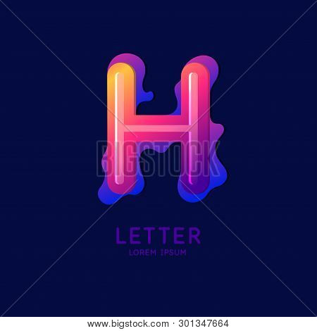 The Letter H Of The Latin Alphabet. Display Character In A Bright Contemporary Style.