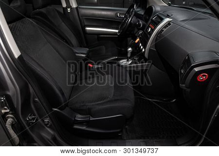 Novosibirsk, Russia - May 15, 2019:  Nissan Xtrail, Close-up Of The Dashboard, Speedometer, Tachomet