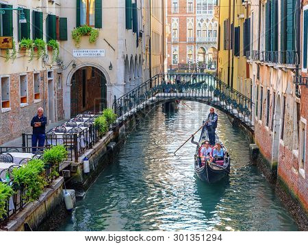 Venice, Italy - October 23, 2018: Gondolas On Canal Rio De Lalboro