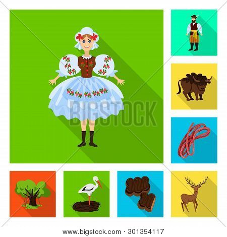 Isolated Object Of Traditional And Tour Sign. Set Of Traditional And Landmarks Stock Vector Illustra