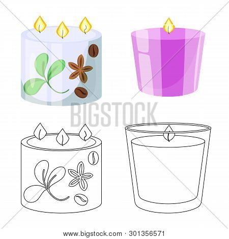 Isolated Object Of Relaxation And Flame Logo. Set Of Relaxation And Wax Vector Icon For Stock.