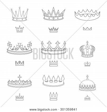 Vector Illustration Of Queen And Heraldic Symbol. Set Of Queen And Vip Vector Icon For Stock.