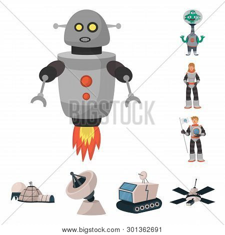Vector Design Of Space  And Galaxy  Icon. Set Of Space  And Travels  Vector Icon For Stock.