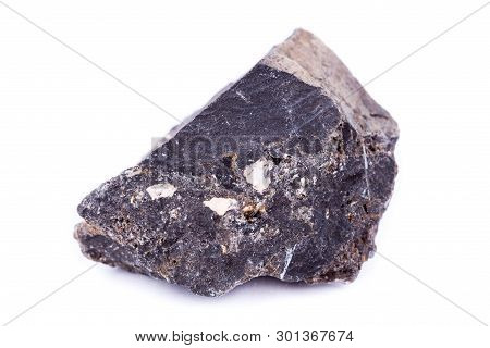 Stone Macro Mineral Ilmenite On A White Background