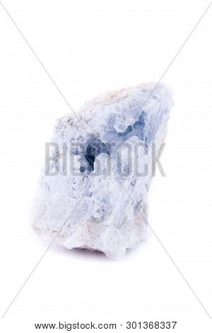 Macro Mineral Celestite Stone On A White Background