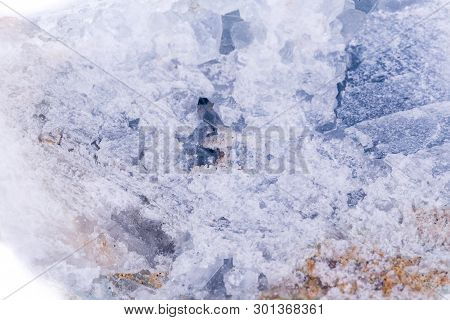 Macro Mineral Celestite Stone On A White Background