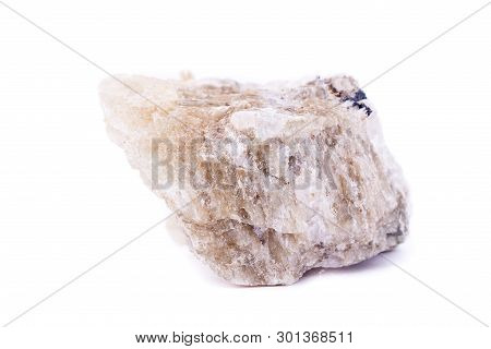 Macro Minerals Spodumene Stone On A White Background