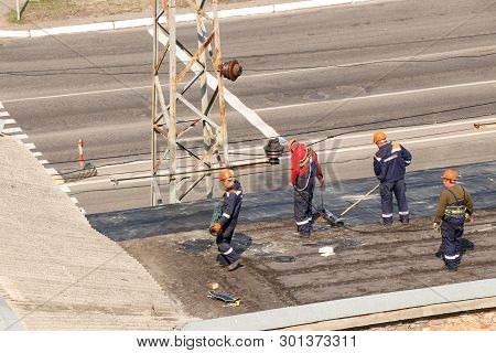 Kremenchug, Poltava Region, Ukraine, April, 2019, Repair Of The Old Roof Of The Building, The Roof I