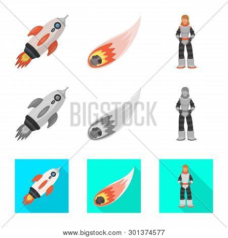 Vector Illustration Of Astronomy And Technology  Icon. Set Of Astronomy And Sky Vector Icon For Stoc