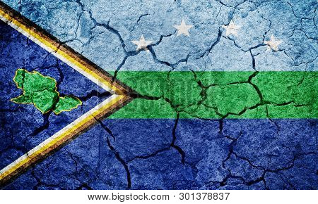 Delta Amacuro State Flag, State Of Venezuela, On Dry Earth Ground Texture Background