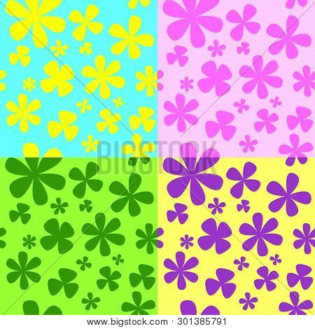 Simple Brisimple Bright Flowers On A Background Of Contrasting Colourght Floral Shapes On A Backgrou