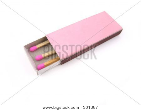Pink Wooden Matches In Matchbox