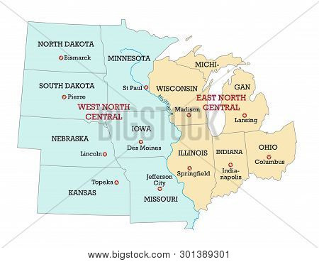 Map Of The Midwest United States Of America