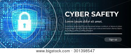 Cyber Safety. The Blue Modern Background. Vector.