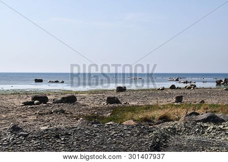 Idyllic Coastline With Calm Water By The Baltic Sea At The Swedish Island Oland