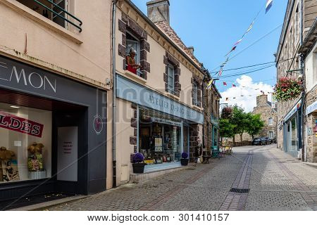 Paimpol, France - July 28, 2018: Picturesque Street In The Old Town Of Paimpol, Brittany
