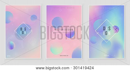 Furistic Modern Holographic Cover Set. 90s, 80s Retro Style.  Hipster Style Graphic Geometric Hologr