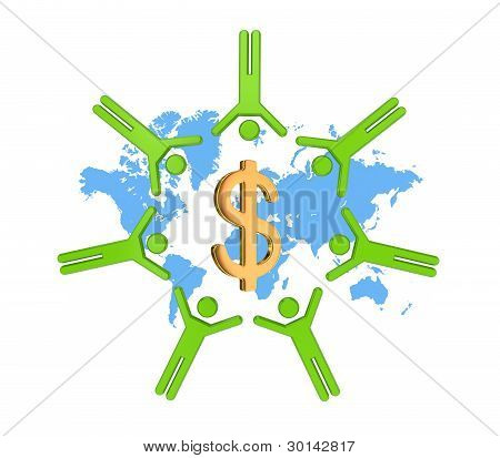 Danza redonda de gente pequeña 3D.