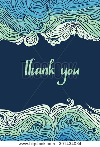 Elegant Vertical Waves Border. Wavy Striped Pattern. Hand-drwn Frame In Doodle Style. Template For C