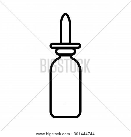 Small Medical Pharmacetic Nasal Drops In A Jar For The Treatment Of Rhinitis, A Simple Black And Whi