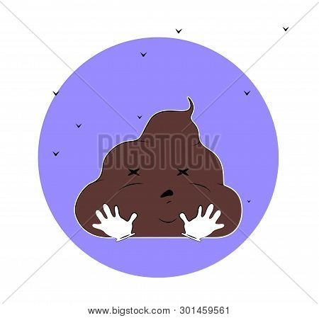 Funny Poop Cartoon Character Illustration With Flies