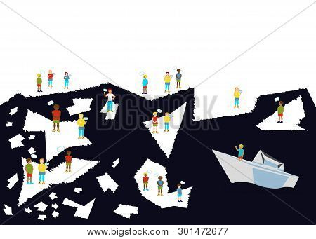 Art Conception With Eath Background And Children And Question Signs
