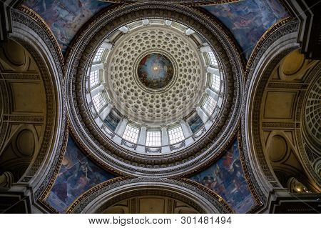Paris, France - 24.04.2019: Interior Of Pantheon, In The Latin Quarter In Paris In France