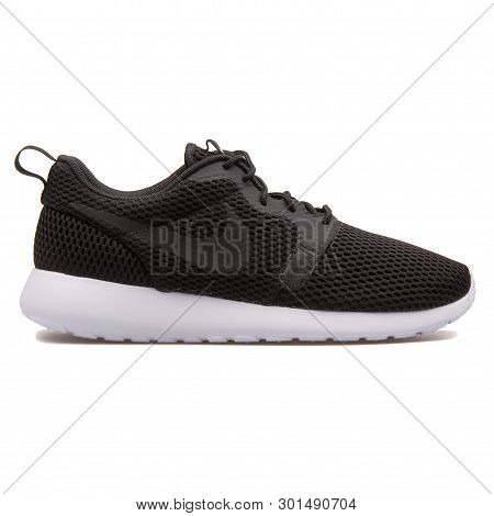 Vienna, Austria - August 10, 2017: Nike Roshe One Hyp Br Black And White Sneaker On White Background