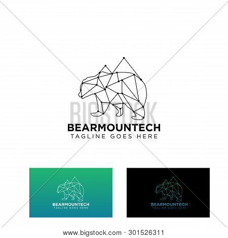 Bear Mountain Connecting Logo Design Vector Icon Or Symbol Illustration