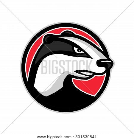 Mascot Icon Illustration Of Head Of A Badger, A Short-legged Omnivore In The Families Mustelidae And
