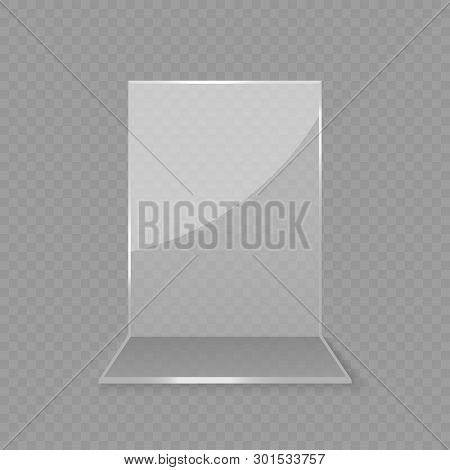 Acrylic Glass Table Card Display Isolated . Template For Your Design