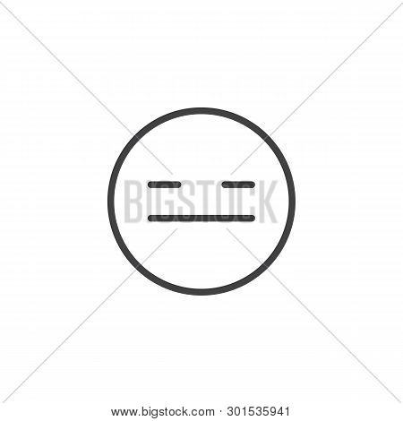 Expressionless Emoji Face Line Icon. Linear Style Sign For Mobile Concept And Web Design. Pensive Fa
