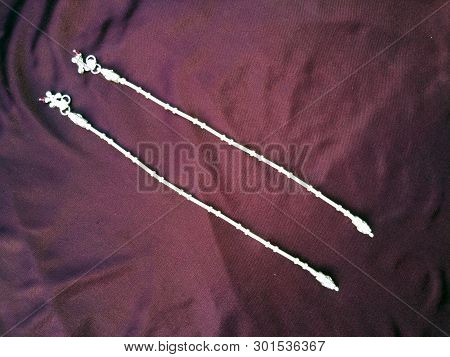 Indian Traditional Leg Wear Jewelry Payal Or Kandora On Violet Background