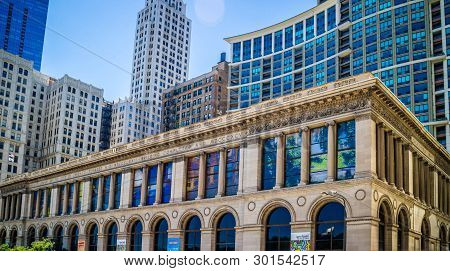 Chicago, Il, Usa - July 8, 2018: The Historic Public Library Of The City Of Chicago