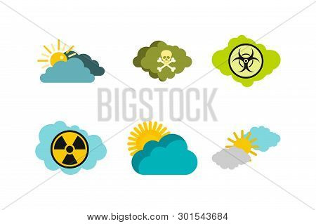 Cloud Icon Set. Flat Set Of Cloud Icons For Web Design Isolated On White Background