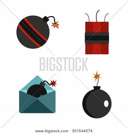 Bomb Icon Set. Flat Set Of Bomb Icons For Web Design Isolated On White Background