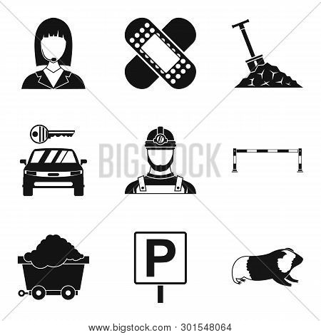 Difficult Work Icons Set. Simple Set Of 9 Difficult Work Icons For Web Isolated On White Background